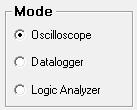 6.3 Mode 6.3.1 Oscilloscope / Datalogger / Logic Analyzer In oscilloscope mode the DPScope SE will always acquire a full data set (200 points per channel) and store it in its internal memory before