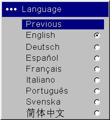 Language: allows you to select a language for the onscreen display of menus and messages. Language Service: to use these features, highlight them and press Select.