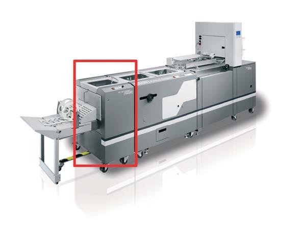 SP 100 The SP 100 moduls are very flexible as an offline mobile finishing unit and also as an online version installed within the Foldnak 100 bookletmaling line.