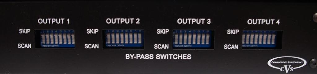 10) To set the individual Pass / Scan switches for each output, depress the switch in the scan possition.