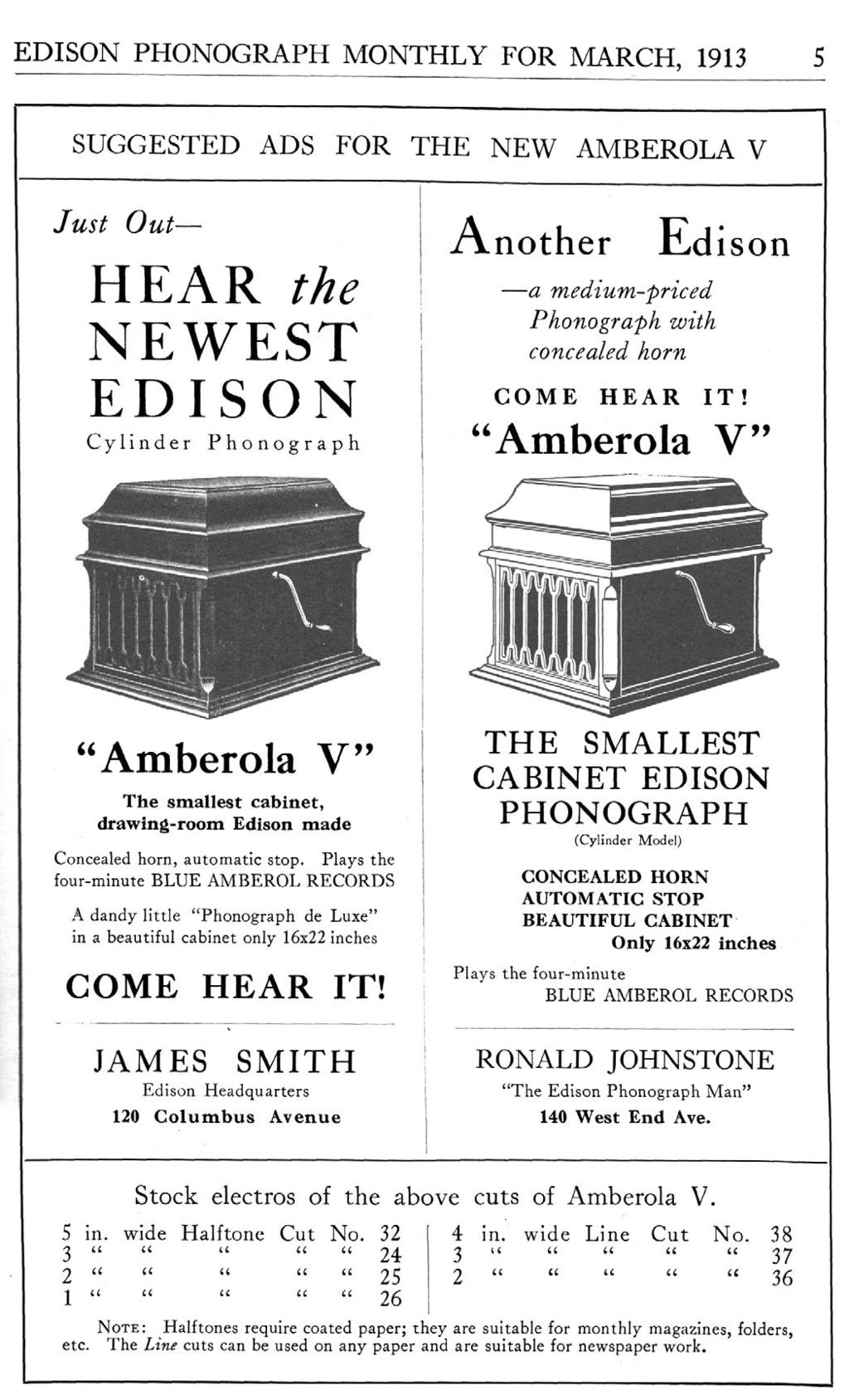 ARCHIVE ARTIFACTS Another ad for the superior new Edison Amberola V (EPM Mar. 1913, p.