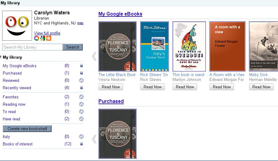 My Library My Library is your cloud-based personal library. When you click the Add to My Library link from within Google Books, books are added to your virtual library shelves.