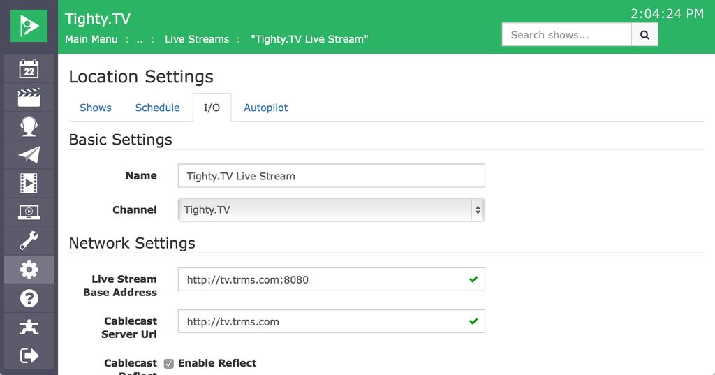 FIGURE 12.18: The Edit Live Streaming Configuration screen. The following fields are available: Name : A descriptive name. This field is used as a label throughout Cablecast.