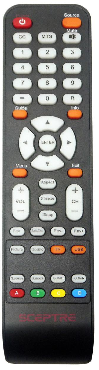 SCEPTRE X32 Remote Control This remote control follows SONY s universal remote code.