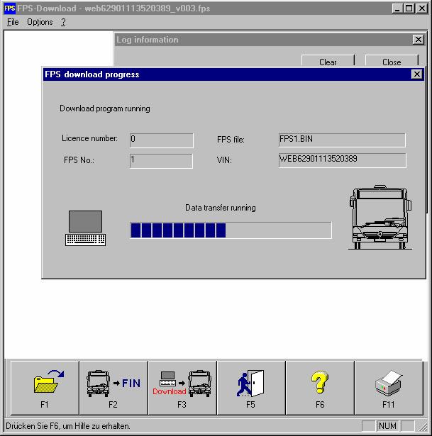 2.8 Start the FPS download Once the vehicle identification number check is complete, the download can be started by pressing the F3 function key.