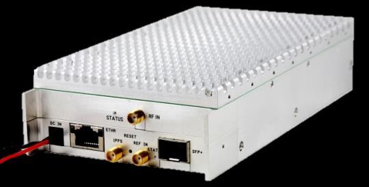 data Precision Time Tagging Fast 180usec tune time -95 dbc/hz phase noise, 100kHz away 10/100/1000 Ethernet and 10GB SFP+ Vita-49 and SDDS data