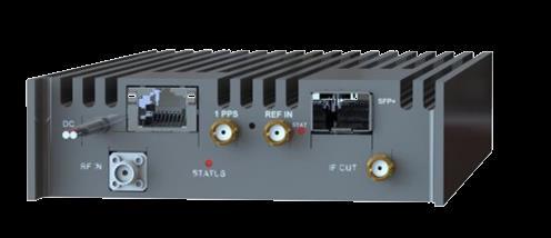 Receiver Two Complete Phase Coherent RF Tuners with Digitizer 1Gb Control and Data Port, 10Gb Data Interface (SFP+) 100 MSPS streaming I/Q 16-bit data Low Power: <32W