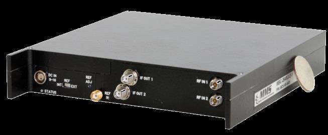 jitter) Plug-and-play (no control required) Miniature Package Low Power Dissipation < 8W typ. MBC-2640G-D 26.5 to 40GHz Dual Channel Miniature Microwave Down-converter 26.