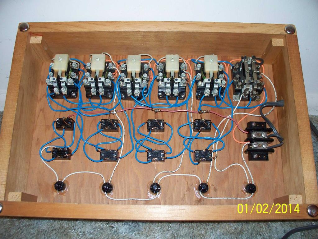 These were harder to find. However, my father was able to secure six used DPDT relays from the scrap department of his employer.