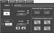 When an FFT waveform is selected, you can use the multipurpose knobs to adjust the FFT waveform just as you would on a