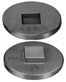 Countersunk plugs may be ordered not tapped through by adding -NT to the part number Raised Head 1858 1-1/2 1859 2 1860 2-1/2 1861 3 1862 3-1/2 1863 4 1890 5 Countersunk Slot 1864 1-1/2 1865 2 1866