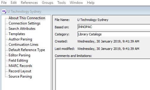 Downloading the EndNote UTS Library Connection file You can search the entire UTS Library catalogue directly from EndNote.