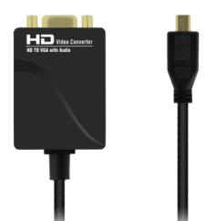 HD2V04-B HDMI to VGA Video Adapter Converter with Audio HDMI to VGA Video Adapter Converter with Audio - HD to VGA Monitor 1080p - Connect HDMI enabled devices to a VGA monitor with stereo audio