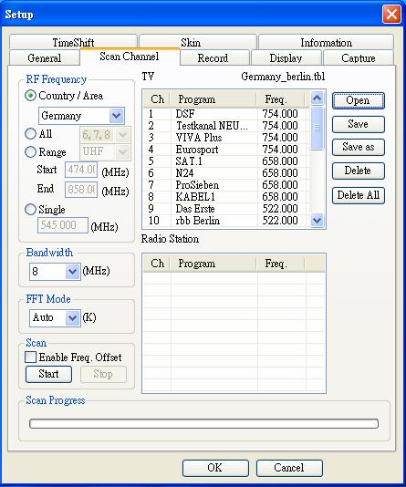 4.2 Setup Window General Fullscreen: Screen fully displayed Always On Top: Screen always on top Enable OSD: Command on screen Enable Splash: Screen display Refresh RF Information: RF information
