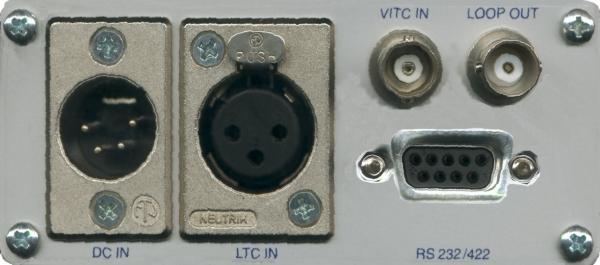 page 9 D Connections and Technical Data Back Panel Connectors VITC IN LOOP OUT 1 4 1 2 1 2 3 DC IN 3 LTC IN RS232 or RS422 or USB Technical Data Housing Aluminium Dimensions 104 x 44 x 164 mm (W x H