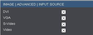 User Controls Image Advanced Input Source Enable input sources.