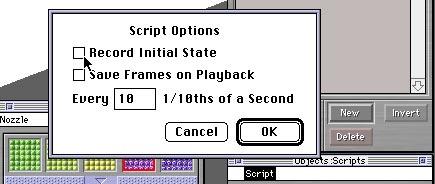 5) Pull down the Scripts menu on the Scripts palette and deselect the Record Initial State checkbox. Select OK.