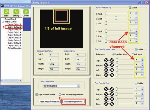 On the Display Output section, Select: Display Output 2, and you will see that