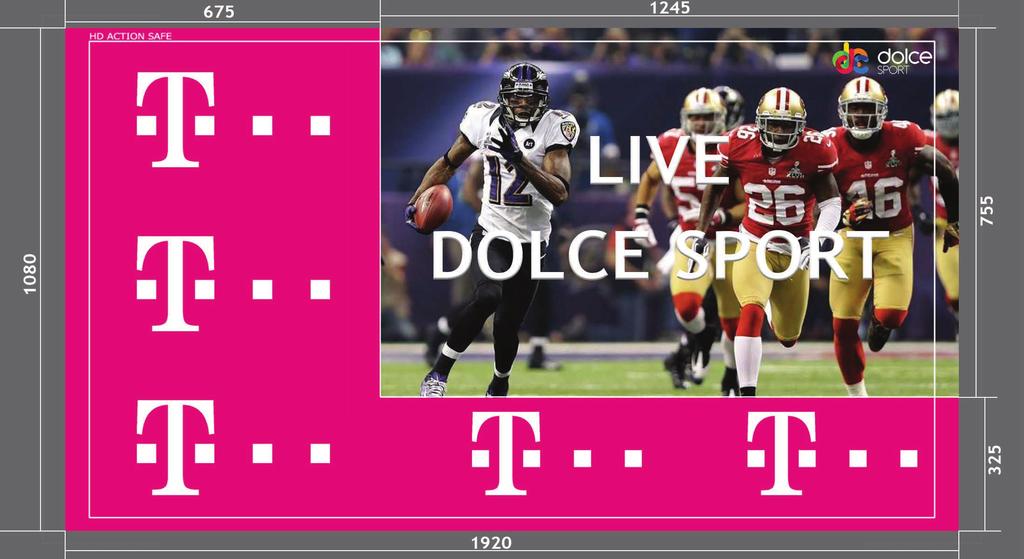 SPLIT SCREEN ADVERTISING Dolce Sport TV channels can have L shape Upper Left or Upper Right Split-Screen advertising!