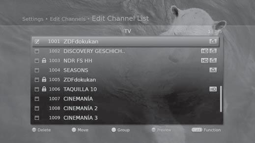 Managing Channels Editing Channels The Edit Channel List menu will help you delete, move lock or rename multiple channels.