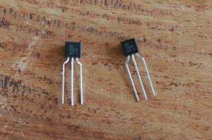 Positions of the 1 uf ceramic caps on the analog PCB. Transistors Transistors: 3904 (left) and 3906 (right) These are three-legged black thingies.