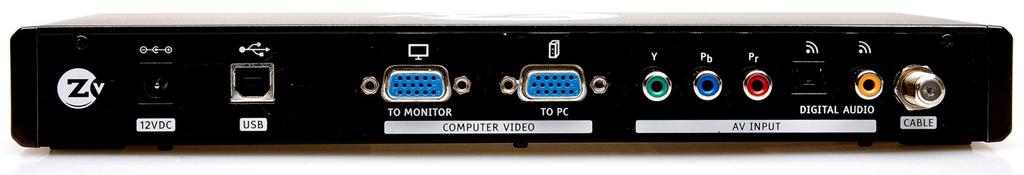 output from VGA (RGB) input 4 VGA Input; HD 15 connector Accepts standard VGA input 5 Component Video Input, RCA RCA connectors, accepts component video input connectors, 75 ohm 6 SPDIF digital audio