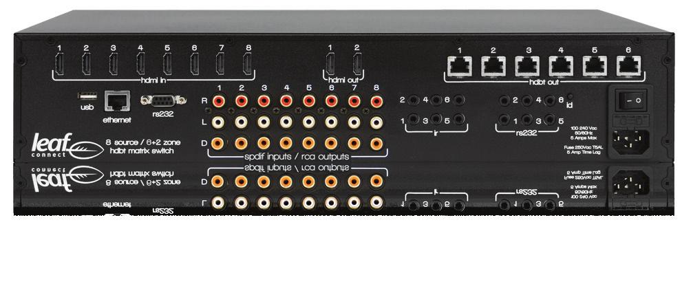 LU862: 8x8 Ultra HD Matrix with Analog & Digital Audio Video Inputs Video Outputs 8 x HDMI 6 x HDBaseT Class A 2 x HDMI - Can Be Routed Independently or Mirrored with an HDBaseT Output Network