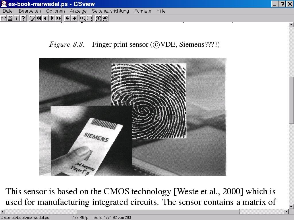 Example: Biometrical Sensors Example: Example: Fingerprint Fingerprint sensor sensor ( ( Siemens, Siemens, VDE): VDE): Matrix of 256 x 256