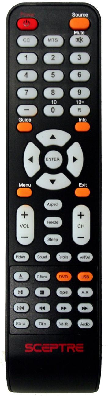 SCEPTRE E165BD-HD TV / DVD Remote This remote control follows SONY s universal remote