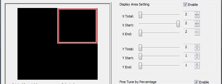 In display area setting set the X