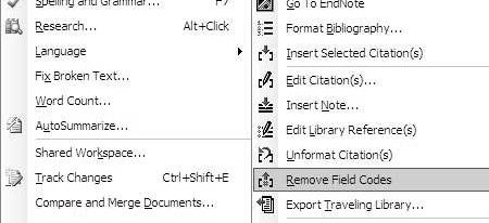 the bibliographic format in Word 2003 (2) 9.