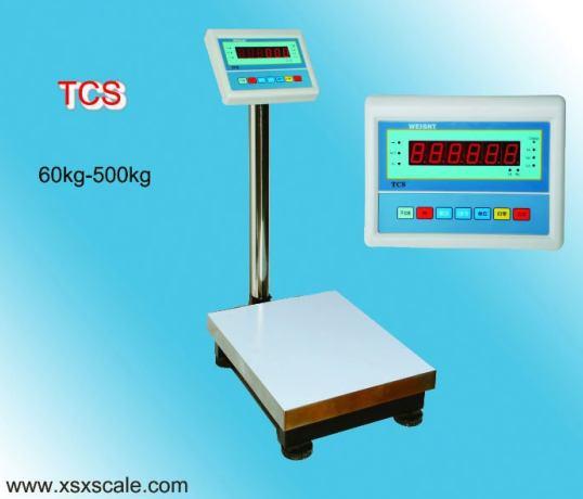 7 TCS Electronic Platform Weighing Scale 1 High precision sensor 2 LED screen with high light 3 1/6000-1/15000 high precision 4 Recharged accumulator inside, AC/DC power 5 With removable stainless