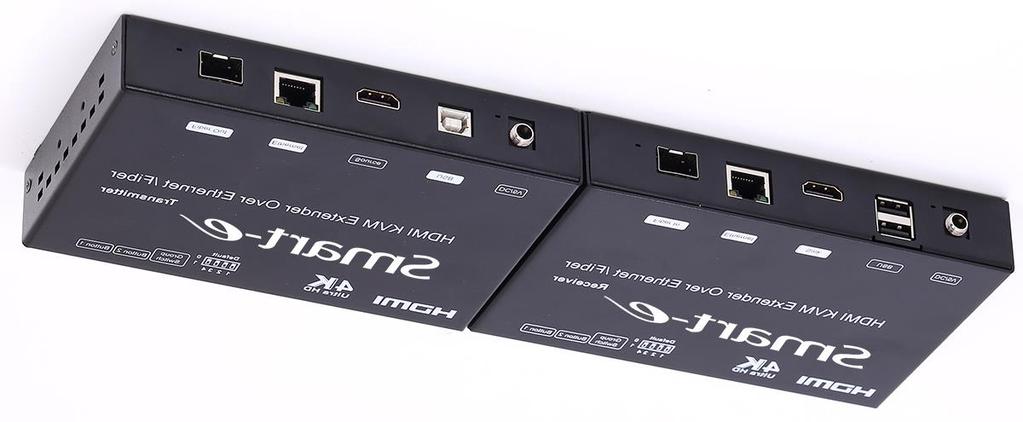 4K Comprehensive KVM solution using Cat 6 or Fibre for, USB 2.0, RS232 signals & bi-directional IR USB 2 keyboard video & mouse UHD 2K and 4K, 1080p resolutions HDCP 1.4 compliant, HDMI V1.
