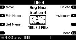 Move station(s) From the Tuner menu, choose the station whose name you want to change. You call this function by pressing the Setup button for approx. 2 seconds and then pressing the Source softkey.