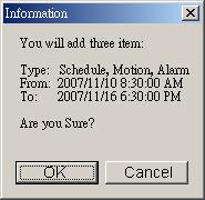 警報錄影和位移偵測錄影, 請按 + 按鈕 若要清除所有錄影時間設定, 請按 - 按鈕 Custom ( 自訂 ) 若要指定特定時間進行錄影, 請按 Custom ( 自訂 ) a).