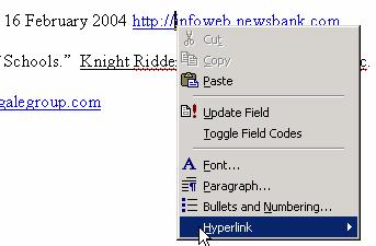 Instructions for Removing Hyperlinks After you type a web address, MS Word will