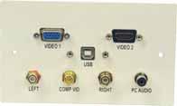 6 Brush Tidy Faceplate Standard outlet wallplates with brush filled aperture to allow cable feedthrough for AV equipment.