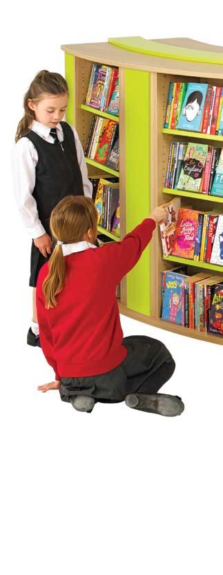 The shelves can be adjusted for paperbacks or picturebooks and non-fiction. You can also use our Feature Fillers to spotlight individual titles turned face-forward - see page 22.