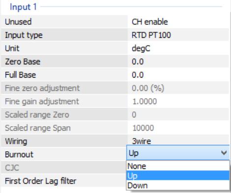 This parameter is available only for the input types of RTD and resistor. 4.5.
