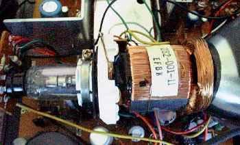 Electronic television Steering Coils:Coils of copper wire wrapped around tube.