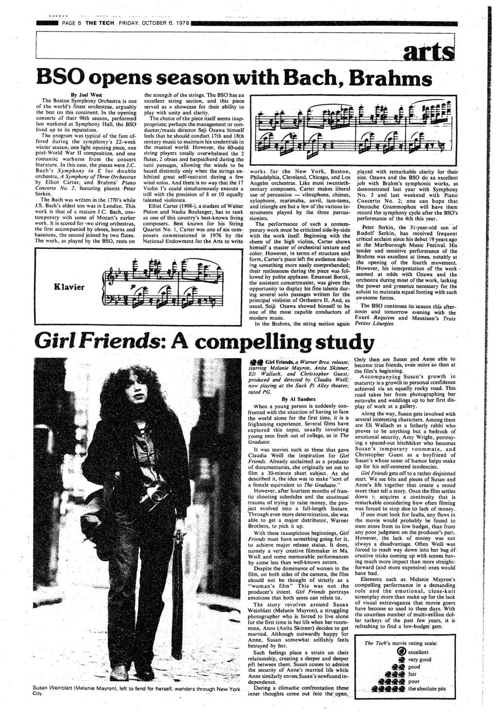 PAGE 6 TE TEC FRDAY, OCTOBERG, 19-78 PAGE 6 THE TECH FRDAY, OCTOBER 6, 1978 rmrsas lwplpllaarala4;raaa 0 f s~~~~~~~~~~~~d By Joel West The Boston Symphony Orchestra s one of the world's fnest
