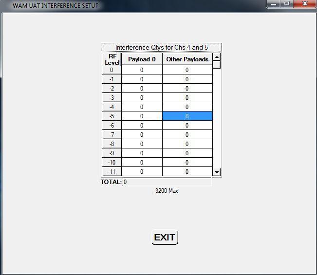 Select the UAT Target Setup button on the WAM Squitter Generator screen to access the UAT Target Setup screen. The SQTR-2M can be configured to generate UAT targets (10 moving and 240 stationary).