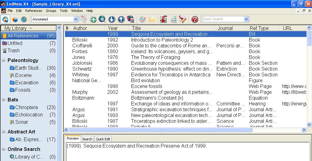 To Start Endnote: Choose START Programs Endnote EndNote Program Endnote Libraries: In Endnote, a library is a collection of records or references one chooses to store together.