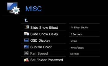 4.3 MISC Setting This section indicates the MISC (Photo effect or Subtitle) settings. Press the SETUP button on the remote controller and select MISC.