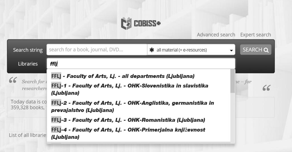Sample search in the Faculty of Arts, Lj all departments 2. Write out the entire shelfmark (item details), located at the bottom of the entry, e.g.