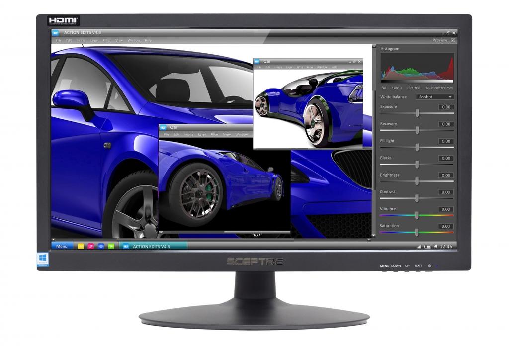 E205W-16003S Overview The Sceptre E205W-16003S monitor provides stellar colors and sharp images on a 20 inch screen. Enjoy HDMI and VGA inputs to connect all video and gaming devices.