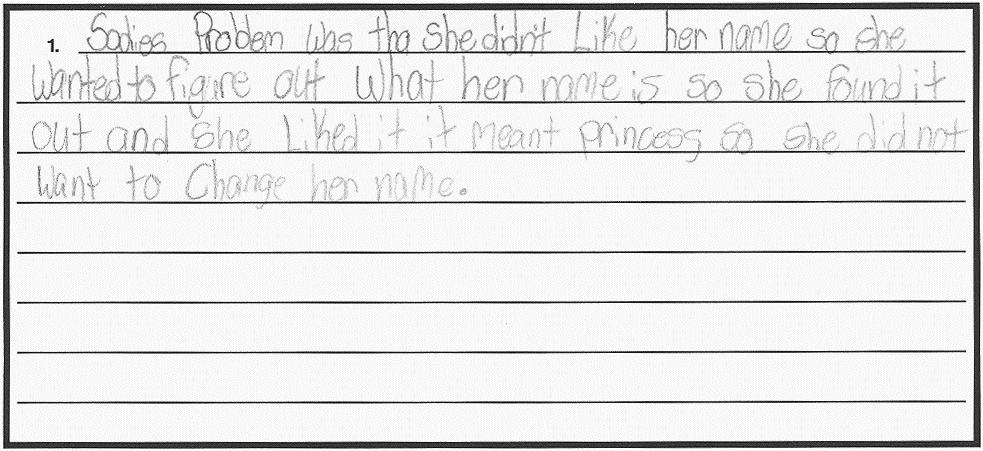 GRDE 3 REDING nnotated Student Response SMPLE 1-POINT RESPONSE NNOTTION 1-POINT RESPONSE The student partially addresses the question by accurately explaining Sadie s problem (she