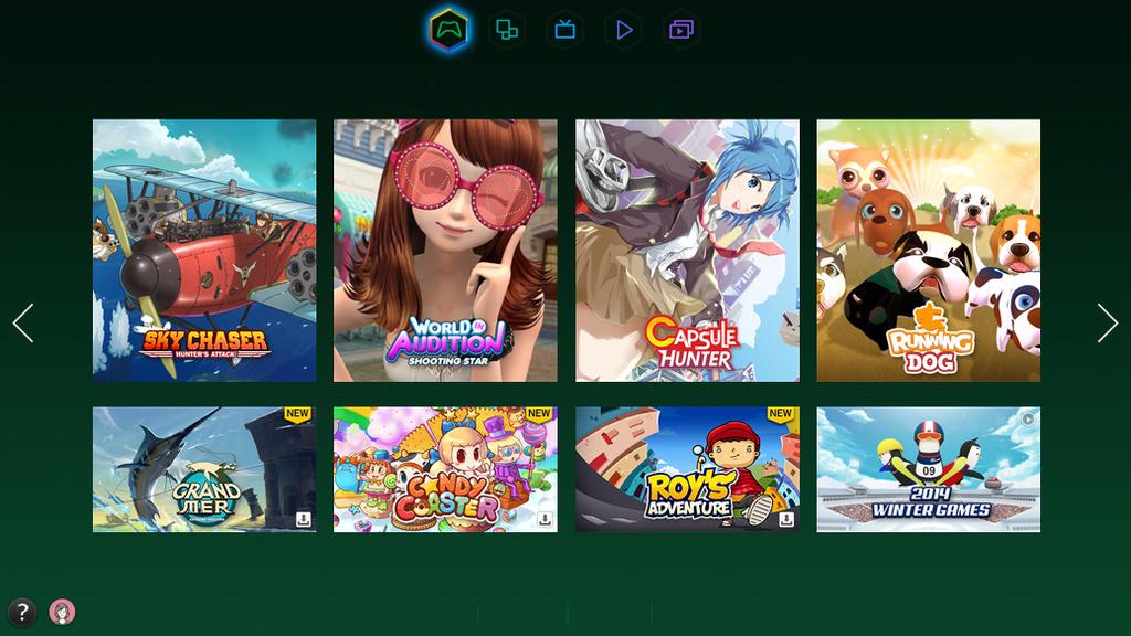Using the Games Panel Games Recommended My Page All Games Actual menu screen may differ depending on the TV model.