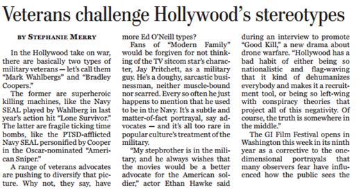 Here is a small sample of headlines: GI Film Festival serves up diverse tales about real life in the military Washington Post Gary Sinise On