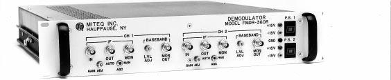 DUAL-CHANNEL SINGLE-CONVERSION FM RECEIVER SYSTEMS MODEL FMDR-360 360 MHz TO 18 GHz These receivers have been designed to accept FM modulated carriers centered from 360 MHz to 18 GHz (see Options) in